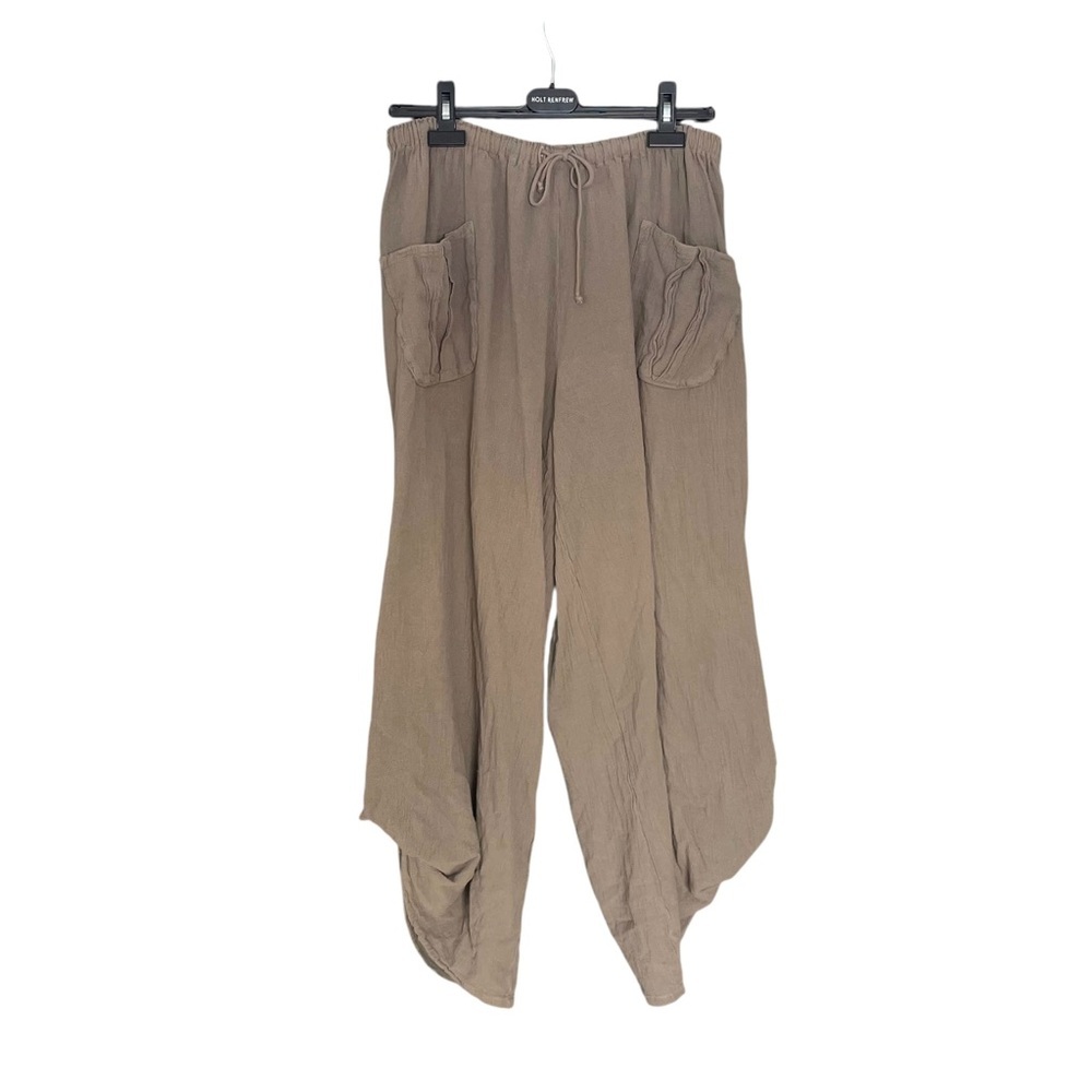 EDIN Cotton Pull On Oversized Cropped Pants Taupe 29